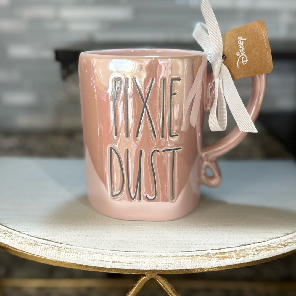 Rae Dunn iridescent Pink Disney Tinker Bell Pixie Dust Mug Cup - NEW